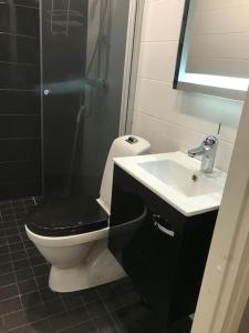 Et badeværelse på Tunnelmallinen ja kompakti kaksio