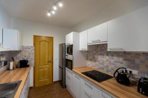 Kuchyň nebo kuchyňský kout v ubytování Park Apartman