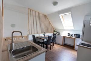 Kuchyň nebo kuchyňský kout v ubytování Park Apartman