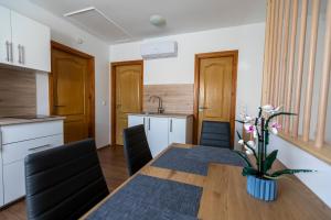 Kuchyň nebo kuchyňský kout v ubytování Park Apartman