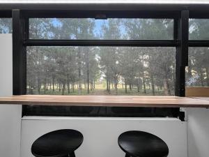 Bussie McBusFace, converted bus in Little River室外花園