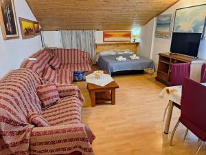 a living room with a couch and a bed at Apartments Alex in Rovinj