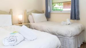 Postel nebo postele na pokoji v ubytování Ta Mill Cottages & Lodges - Meadowview Chalet 1