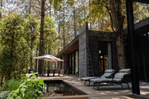 Κήπος έξω από το Espectacular Casa de lujo en el Bosque