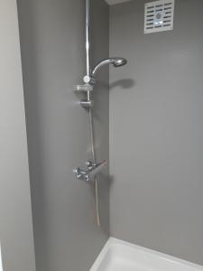a shower with a glass door in a bathroom at Gîte de la Fourîre in Stoumont +9 photos