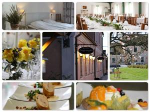 a collage of pictures of a table with food at Skivarps Gästgivaregård in Skivarp