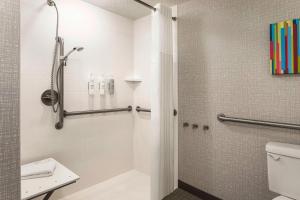斯普林菲尔德Hampton Inn & Suites Springfield的带淋浴和卫生间的浴室