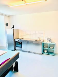 Kuchyň nebo kuchyňský kout v ubytování Wohnung im Altstadthaus am Rhein