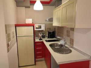 eine kleine Küche mit Spüle und Kühlschrank in der Unterkunft Acogedor Apartamento Entero in Arcos de la Frontera + 7 Fotos