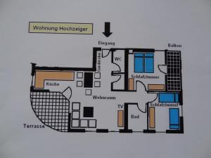Grundriss eines Hauses in der Unterkunft Pepis Ferienwohnungen inklusive Sommercard in Jerzens