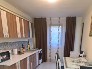 a kitchen with a sink and a counter top at Apartament Teo in Iaşi