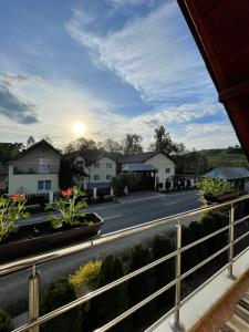 a view from the balcony of a house at Pensiunea Casa Godja in Văleni