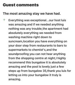 a line from a text message about the most amazing stay we have had at Montecarlo 35 or 45 first row with air conditioning & WI-FI & sound insulation in Puerto Rico de Gran Canaria +26 photos