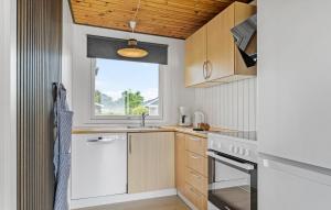 a kitchen with a sink and a stove and a window at Awesome Home In Haderslev With Wifi in Haderslev