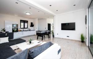 a living room with a couch and a piano at Nice Apartment In Brodarica With Sauna in Brodarica