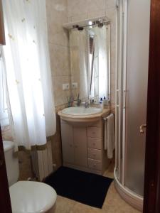 a bathroom with a toilet and a sink and a shower at Apartamento La Villa EBi 867 in Portugalete