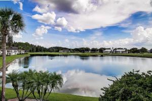 ウェスレイ・チャペルにあるNewly Listed! 20 Percent Off! Golf and Tennis Community - Lavish Livingのヤシの木と家の大きな水プール