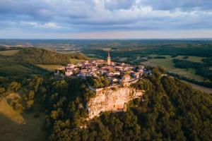 a castle on top of a mountain in the forest at Al País Del Mesturet in Graulhet