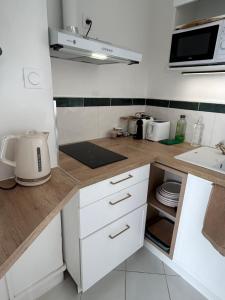 Kuchyň nebo kuchyňský kout v ubytování Appartement traversant vue mer et étang