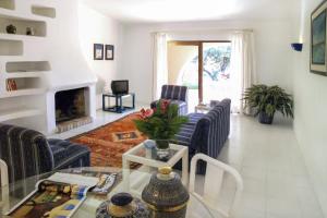 Una sala de estar con sofás y chimenea. en Lageado Park, en Albufeira