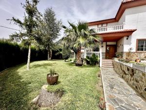 a house with a palm tree in the yard at Casa Rural Las cuatro flores in Órgiva