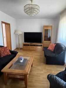 a living room with two couches and a television at Anamarija Apartments in Ličko Petrovo Selo