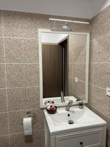 a bathroom with a sink and a mirror at HAPPY SUMMER -Predeal in Predeal +15 photos