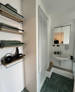 a bathroom with a sink and a mirror at Wallfried #1 Ferien- und Business Appartement Bayreuth in Bayreuth +10 photos