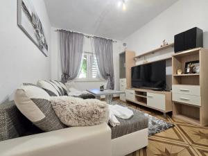 Televízia a/alebo spoločenská miestnosť v ubytovaní Elite Residence Flos