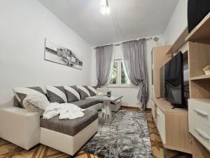 Televízia a/alebo spoločenská miestnosť v ubytovaní Elite Residence Flos