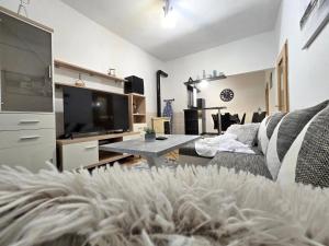 Televízia a/alebo spoločenská miestnosť v ubytovaní Elite Residence Flos