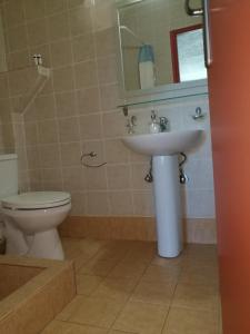 a bathroom with a toilet and a sink at Domatia me Thea in Elafonisos