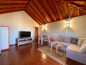een woonkamer met een bank en een tv bij Casa El Morro in Los Llanos de Aridane