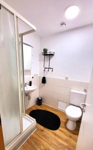 a bathroom with a toilet and a sink at Apartment Stadtliebe Marburg PS4 in Marburg an der Lahn