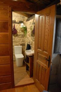 a bathroom with a toilet and a sink at Lareira rural apartamento Ribeira Sacra Chantada in Chantada