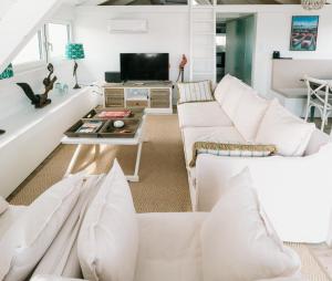 TV a/nebo společenská místnost v ubytování Seehütte Sonnenschilf - Premium Hide-Away Ferienhaus in Rust direkt am Neusiedlersee