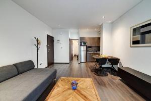 雅典Classy and stylish apartment next to Hilton的带沙发和桌子的客厅 更多19张照片