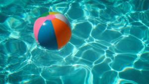 a colorful beach ball in a swimming pool at Tulip Marina - garden sauna in Nieuwe-Niedorp