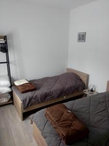 una habitación con dos literas y una escalera en Gite les sapins, en Friville-Escarbotin 5 fotos más