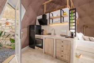 Kuchyň nebo kuchyňský kout v ubytování Gogna luxury domes
