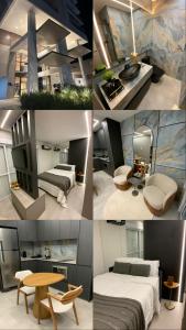 a collage of different pictures of a room at HUB SMART HOME - Studio Alto Padrão in Criciúma +27 photos