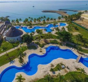 an aerial view of the water park at the resort at BRISAS 5 CASA de playa ENTRE VALLARTA Y SAYULITA in Nuevo Vallarta 