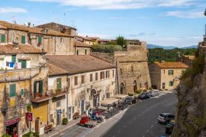 a view of a street in an old town at Casa Vale in Pitigliano