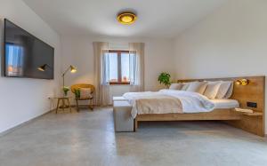 a bedroom with a large bed and a television at Studio Percan in Premantura +7 photos
