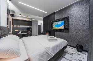 Televízia a/alebo spoločenská miestnosť v ubytovaní Luxury apartments GREAT