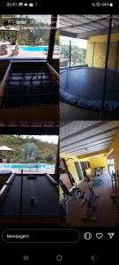 un collage di quattro foto di una piscina di Chácara Canaã a Valença