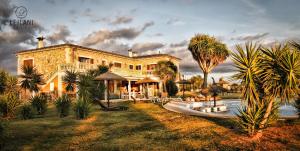 a large house with a pool and palm trees at Finca Leilani in Llucmajor