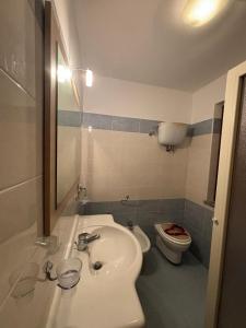 a bathroom with a sink and a toilet at Fraicol in Santa Domenica