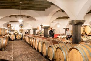 a room filled with lots of wooden wine barrels at Apartma na podeželju - Slovenia Nature in Kanal