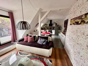 Ruang duduk di Ferienwohnung am Park